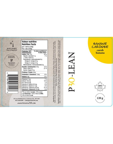 Barre Pro-Lean au banane et caroube - Boîte de 10