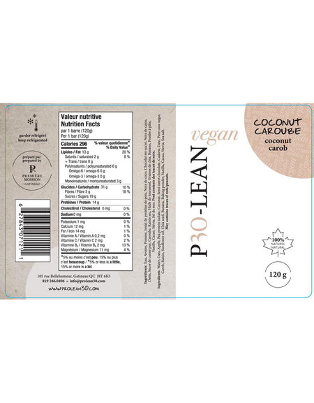 Barre Pro-Lean (vegan) au coconut et caroube - Boite de 10